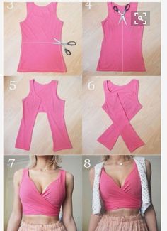 instructions to make a pink top and skirt