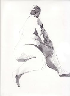 a black and white drawing of a woman sitting on the ground with her legs crossed