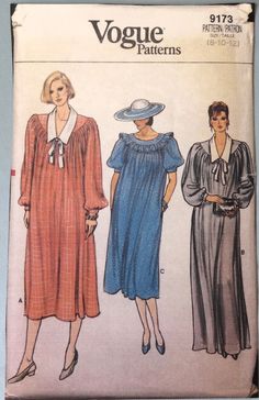 two women's dresses and one woman's hat are shown in this pattern