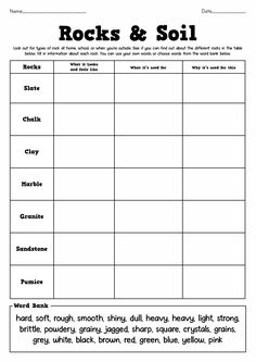 rocks and soil worksheet for kids to practice their science skills on the rocks and soil