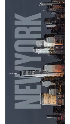 the new york skyline is shown in this poster