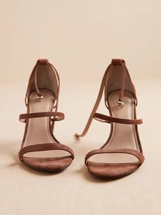 Bare High-Heel Sandal | Banana Republic Brown Suede Heels, Business Attire Women, Insole Design, Nude Sandals, Wrap Heels, Work Style, Brown Heels, Heel Sandal, Closet Fashion