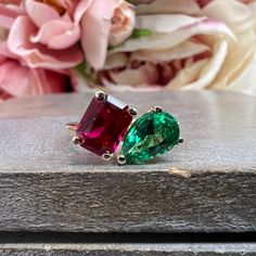 Sleek sellouts! 🤓. Order Toi Et Moi Ring Pear and Emerald Cut Engagement Ring White Gold Emerald and Ruby Toi Et Moi Promise Wedding Anniversary Ladies Rings #7397 at $565.00 #LadiesRings #WhiteGold #Wedding #AndEmeraldCut #Promise #ToiEtMoi #RingPear #EngagementRing #EmeraldAndRuby #Anniversary Toi Et Moi Ring Emerald And Sapphire, Toi Et Moi Engagement Rings Ruby, Ruby And Emerald Engagement Ring, Red Diamond Engagement Ring, Ruby Emerald Ring, Open Ring Emerald With Multi-stone For Anniversary, Multi-stone Emerald Open Ring For Anniversary, Emerald Open Ring With Multi-stones For Anniversary, Classic Multi-stone Emerald Wedding Ring