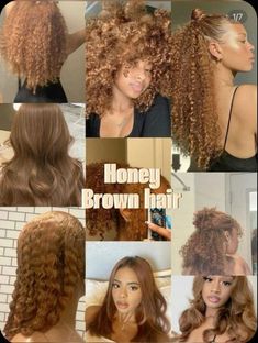 Brown Hair Colors Honey, Brown Blonde Black Women, Brown Colored Hair Black Women, Honey Brown Color Hair, Cinnamon Brown Natural Hair, Black Women Honey Brown Hair, Hair Colors Natural Hair Black Women, Honey Brown And Blonde Highlights, Light Brown Hair Black Women Curls