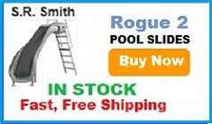 an advertisement for pool slides with the text in stock fast, free shipping