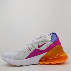 Nike Womens Air Max 270 White Fire Pink Laser Orange Cz9275-100 Size 5 All Our Shoes Are 100% Authentic And Purchased From Various Authorized Retailers. Because Of This The Shoes May Have Been Tried On In Store. Fast Shipping All Items Are Typical Shipped Within 24 Hour Of Purchase (Excluding Weekends) To The Shipping Address On File. We Will Ship Your Item In Either A Box Or In A Poly Bag. Double Boxing Is Available Upon Request. Please Request This In Purchasing Notes. Read Our Feedback And Bu Nike Air Max 270 White, Nike Air Max Pink, Nike Neon, Preppy Shoes, Heart Icon, Shoes Nike Air, Air Max Women, Cute Nike Shoes, Cute Nikes