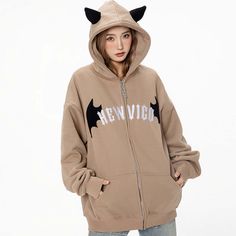 Add a touch of devilish style to your wardrobe with this High Street Embroider Devil's Horn Hoodie. Made from premium quality cotton material, this hoodie is designed to provide both comfort and style. Features: -80% Cotton, 20% Elastane -Fixed hood -Full zip closure -Demon embroidery -Kangaroo pocket -Loose fit -Unisex style Casual Cotton Hooded Jacket For Halloween, Hip Hop Cotton Outerwear For Halloween, Halloween Cotton Hoodie With Adjustable Hood, Cotton Halloween Hoodie With Adjustable Hood, Halloween Cotton Hooded Jacket With Long Sleeves, Cotton Long Sleeve Hooded Jacket For Halloween, Halloween Cotton Sweatshirt With Adjustable Hood, Punk Style Cotton Hoodie For Winter, Cotton Outerwear With Drawstring Hood For Halloween