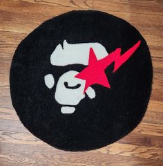 Custom Bapesta Rug/handmade rug/red star bolt rug/hypebeast Red Star, Tufted Rug, Carbon Emissions, Handmade Rug, Handmade Rugs, Faux Leather, Stars, Red