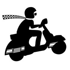 a person on a motor scooter with a checkered flag