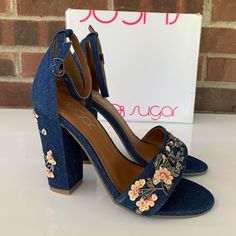 Sugar Women’s Slick Fabric Open Toe Casual Ankle Strap Sandals Size Us 6 M New. In Great New Condition. Y184 Veil Hair, Royal Blue Heels, Silver Block Heels, White Strappy Sandals, Womens Slides Sandals, Wardrobe Goals, Womens Sandals Wedges, Blue Heels, Womens Wedges