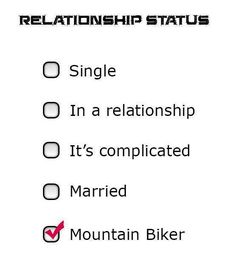 a marriage checklist with the words, single in a relationship it's complicated married mountain biker