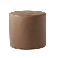 a brown leather stool on a white background