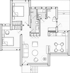 the floor plan for a two bedroom apartment with an attached kitchen and living room area