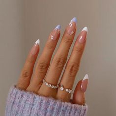 Simple Spring Nails, Spring Nail Art, Oval Nails, Neutral Nails, Stick On Nails