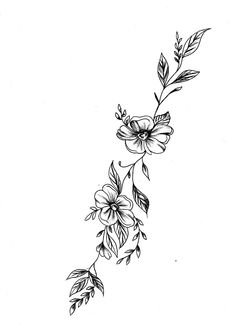 a black and white drawing of flowers