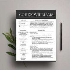 a professional resume template with an elegant black and white color scheme on the cover page