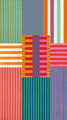 an abstract painting with different colors and stripes