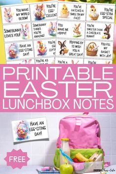 the printable easter lunchbox notes are on display