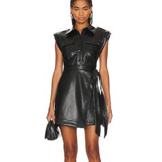 Worn Once Fast Shipping Jonathan Simkhai, Leather Wraps, Black Color, Wrap Dress, Faux Leather, Size 10, Womens Dresses, Leather, Dresses