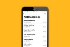 an iphone with the text all recordings on it