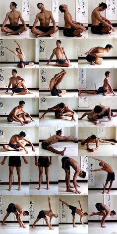 a series of photos showing men doing different poses