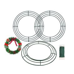 christmas wreaths and wire on a white background