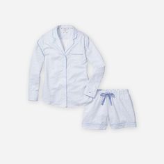 Petite Plume™ women&apos;s La Mer long-sleeve short set Relaxed Fit Long Sleeve Sets For Daywear, Long Sleeve Lounging Set, Fitted Cotton Short Set For Loungewear, Fitted Cotton Loungewear Short Set, Fitted Casual Long Sleeve Sleepwear, Casual Fitted Long Sleeve Sleepwear, Fitted Long Sleeve Sets For Daywear, Fashion Thoughts, England Summer