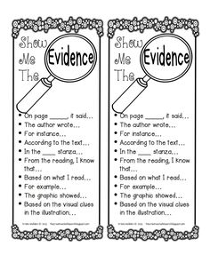 two bookmarks with the words evidence and evidence