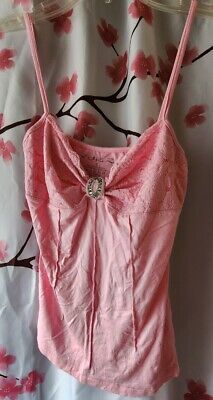 Yuka Women's Pink Rhinestone Bead Lace Floral Cami Tank Size Small  | eBay 2000s Fashion Pink, Thrift Ideas, Bead Lace, Lace Halter Top, 2000s Clothes, Sublimation Ideas, Boutique Couture, Floral Cami, Rhinestone Bead