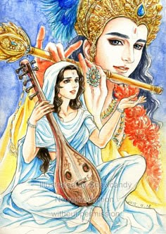 Meera And Krishna, Meera Bai, Painting Krishna, Art Krishna, Krishna Drawing, Krishna Hindu, Animation Art Sketches, Radha Painting