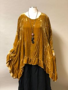 Our customer favorite Butterfly Top in velvet. Wear this top over your favorite jeans or skirt and you are sure to make a statement, dressed up or down, and easy care as our velvet is machine wash and dry. Made in the USA! XS bust 40" S bust 42" M bust 44" L bust 46" XL bust 48" Length center front and back 27" side dip 34" Velvet Top Designs, Velvet Plus Size, Boho Attire, Wool Sweaters Womens, Butterfly Top, Romantic Dress, Woman Within, Plus Size Top, Velvet Tops