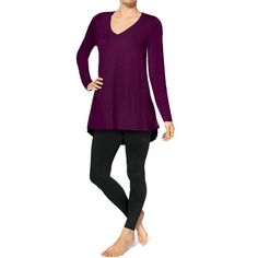 Hue Utopia Women's Long Sleeve V-Neck Super Soft Hi-Lo Hem Legging Tunic Tee. This Utopia by HUE Long Sleeve Legging Tee is a wardrobe essential. The V-neck with the hi-low hem makes it the perfect top for everyday wear. A perfect layering piece for any fall outfit. Hue Style Tunic Manufacturer Hue Product Type Shirt Mpn US00723. Long sleeve legging tee 96% Rayon, 4% Spandex Easy fit and extra soft feel Flattering V-neck with hi-low hem The perfect top for leggings. Size: M.  Color: Red.  Gender Tunic Tops Summer, Casual Blouse Shirts, Hem Leggings, Perfect Leggings, Long Sleeve Tops Casual, Deep Burgundy, Black Long Sleeve Top, Sam's Club, Long Sleeve Tunic