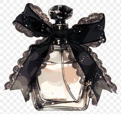 an empty bottle with a black bow on the top transparent background png clipart