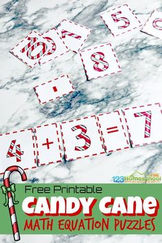 a candy cane math game with free printables