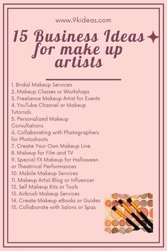 Ready to take your makeup skills to the next level? From bridal makeup to starting your own YouTube channel, here are creative ways to turn your passion into profit! Youtube Channel Ideas Makeup, Makeup Artist Beginner, Makeup Artist Notes, Marketing Ideas For Makeup Artist, Makeup Menu Price List, How To Be A Makeup Artist, Makeup Artist Promotion Ideas, Caption For Makeup Artist