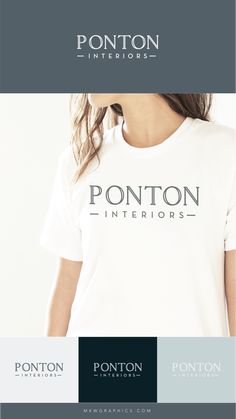 the front and back of a white t - shirt that says, ponton interiors