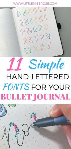 Elevate your bullet journal with 11 effortlessly elegant hand-lettered fonts, adorned with whimsical flourishes and vintage charm, perfect for adding a personal touch to your daily logs.. #Fontsalphabet Illusion Fotografie, Bullet Journal Font, Journal Fonts, Alfabet Letters, Bullet Journal Ideas, Creative Lettering, Dot Journals, Journal Art, Bullet Journal Spread