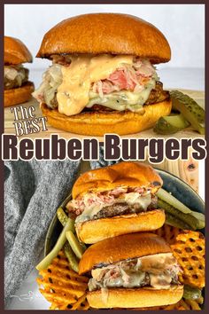 the best reuben burgers with cheese and pickles