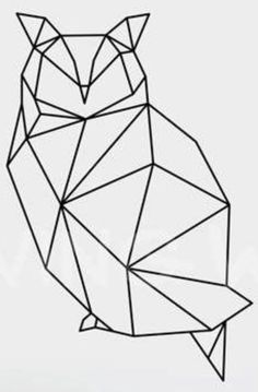 an owl made out of geometric lines on a white background with the words, i love you