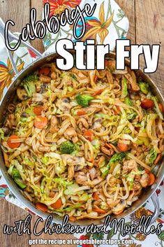 an image of stir fry with noodles and vegetables on the cover of this cookbook