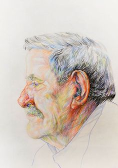 a drawing of an older man with grey hair