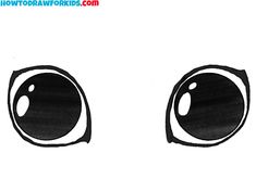 an eyeball drawn in black and white with the words how to draw anime eyes