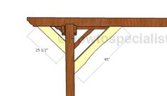 a wooden structure with measurements for the top