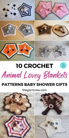 crochet animal lovey blankets for babies and toddlers to make with them