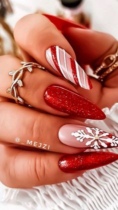 Red Christmas Nails, Weak Nails, Festive Nail Art