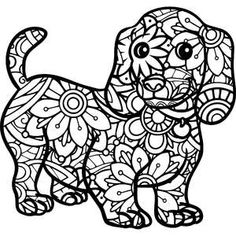 an adult coloring book page featuring a dog with flowers on it and a t - shirt next to it