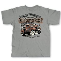 PRICES MAY VARY. For the Guy Slowing Down: Just like his favorite truck, he may be getting older but he's still got a lot of miles left in him! This Old Guys Rule tee is perfect for the guy who loves the classics. The Ultimate Gift: If he loves vintage trucks and racing, he'll rock this OGR tee with pride. Whether it's for your Husband, Dad, Grandpa, Unle or Brother just make sure they're not too sensitive about their "old" age! All About the Details: Shirt text reads "Iron and Octane, The Older Too Sensitive, Giving Up On Life, T Shirt Company, The Older I Get, Men's Graphic T Shirt, Vintage Trucks, Classic Cars Trucks, Car Enthusiast, Quality T Shirts