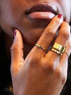 Gold Geo Wide Bar Ring | Gap Gold Bar Ring, Stackable Ring Sets, Bar Ring, Gold Statement Ring, Bling Rings, Ring Sizer, Planner Accessories, Gold Bar, Stackable Rings