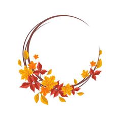 an autumn wreath made out of leaves on a white background