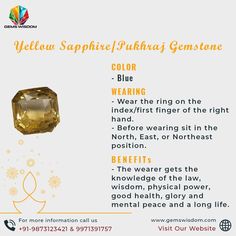 Yellow Sapphire is a Jupiter stone and is also known by many different names like Pukhraj, Gururatna, Pushparaag, Peetmani. 𝐃𝐌 𝐨𝐫 𝐂𝐨𝐧𝐭𝐚𝐜𝐭 𝐭𝐨 𝐨𝐫𝐝𝐞𝐫 𝐭𝐡𝐞𝐬𝐞 𝐛𝐞𝐚𝐮𝐭𝐢𝐟𝐮𝐥 𝐩𝐢𝐞𝐜𝐞𝐬 𝐨𝐟 𝐠𝐞𝐦𝐬 💎 👉 𝐂𝐚𝐥𝐥 𝐮𝐬 𝐚𝐭 +91-9873123421 & 9971391757 #GemsWisdom #Gemstone #RealGems #CertifiedGemstone #yellowsapphire #pukhrajstone #pukhrajgemstone #yellowsapphirestones #indianastrology #indianastrologer #indiantarotreader Pukhraj Stone, Peace And Prosperity, Yellow Sapphire, Jewelry Creation, Longer Life, Create Yourself, Sapphire, Benefits, Gems